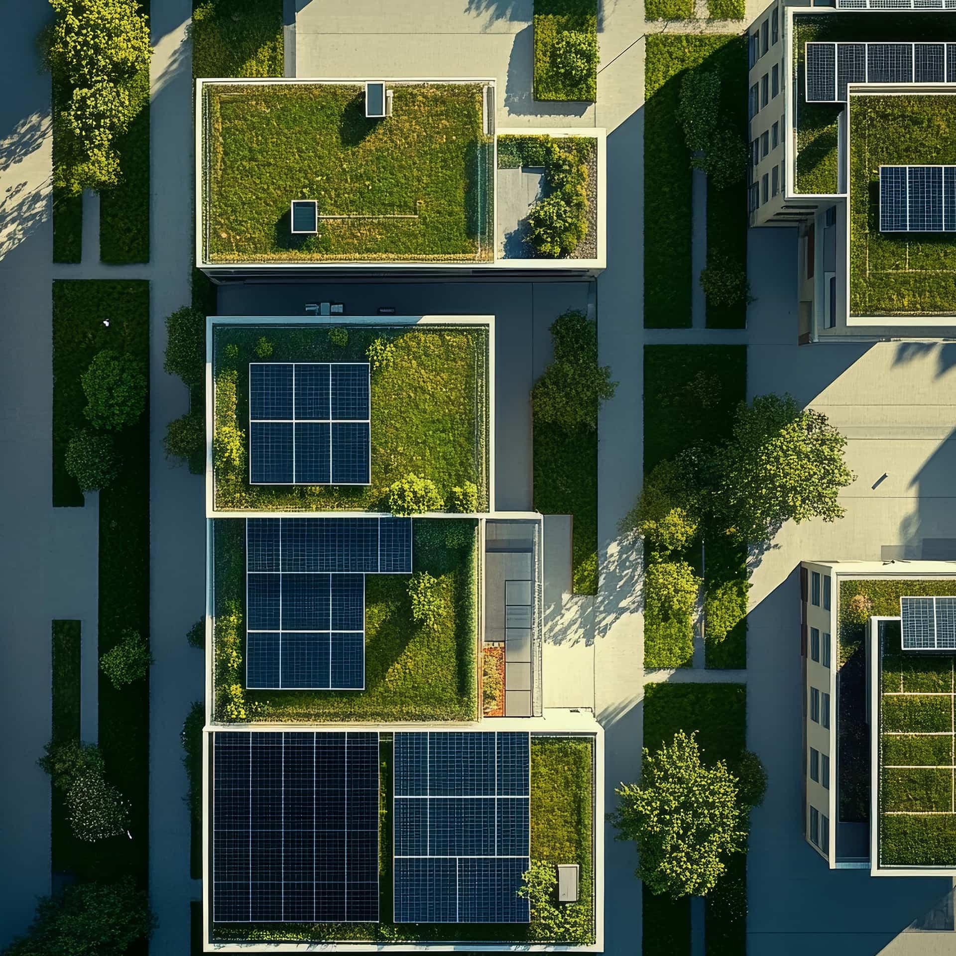  Green roofs at an apartment complex