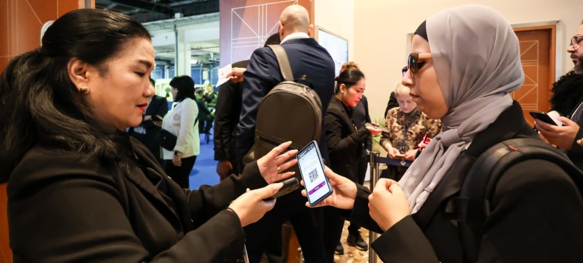  QR Code being scanned at WHX Labs Dubai