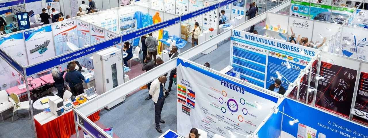 Overhead view of stands at World Health Expo Labs Nairobi