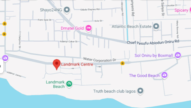 WHX Labs Lagos Venue map Landmark Centre Lagos Nigeria