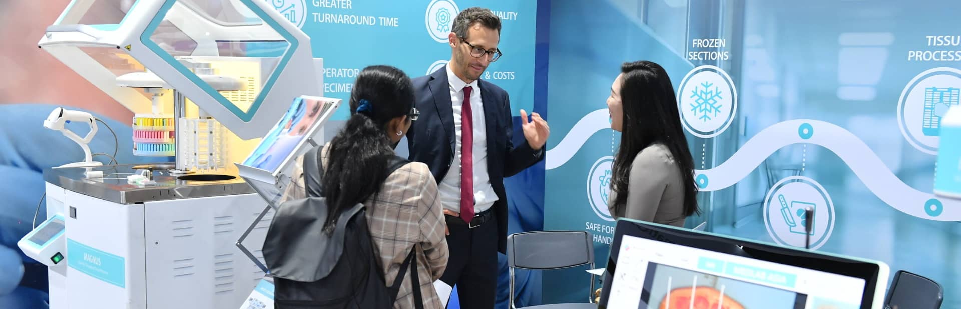 Medical equipment being explained at World Health Expo Kuala Lumpur