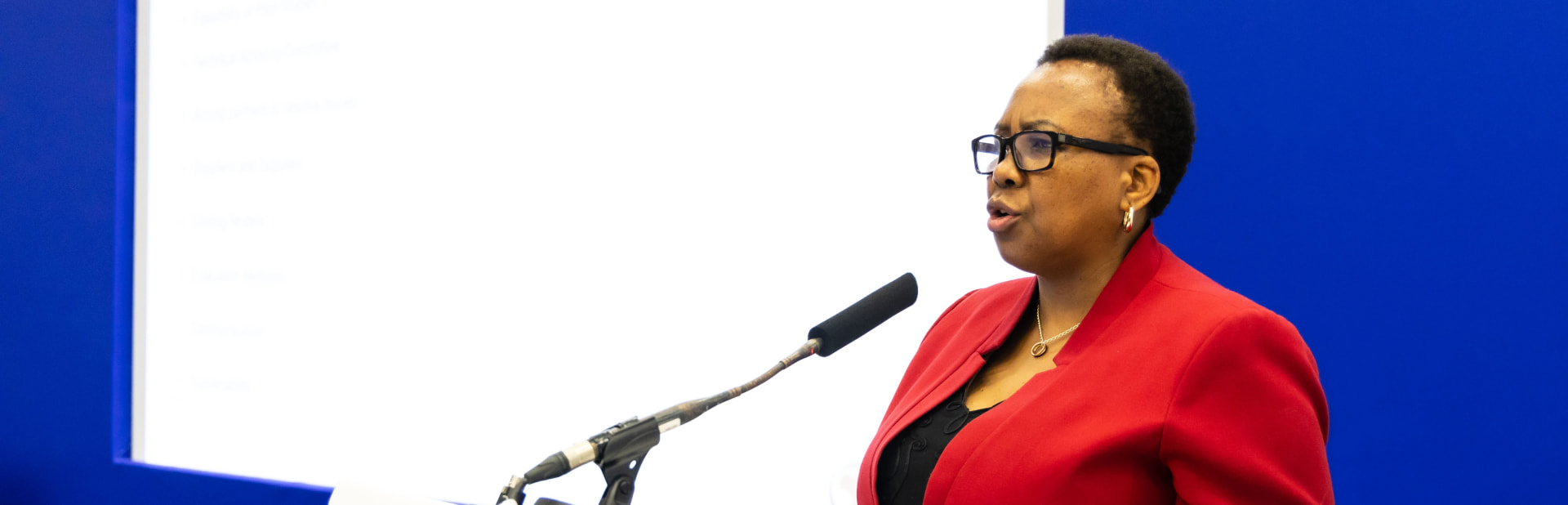 Speaker on stage at World Health Expo Labs Cape Town.